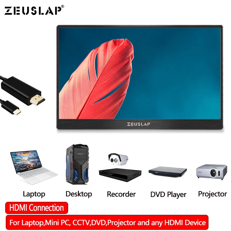 15,6 дюймовый экран монитор Портативный Ультратонкий 1080P ips HD usb type C дисплей для ноутбука телефона xbox Switch и PS4