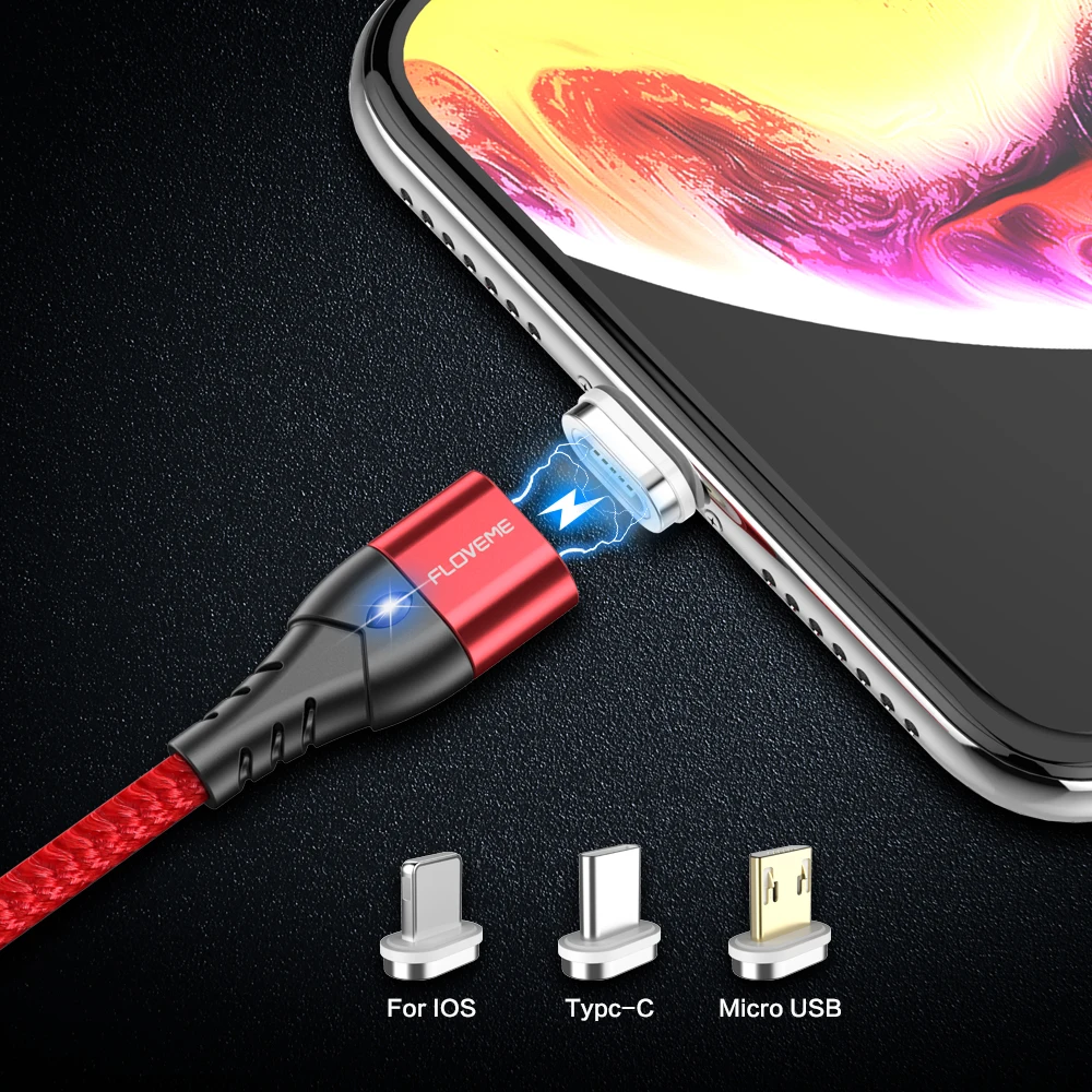 3A Магнитный usb-кабель type C Micro USB кабель для iPhone 1 M PD провод быстрого заряда