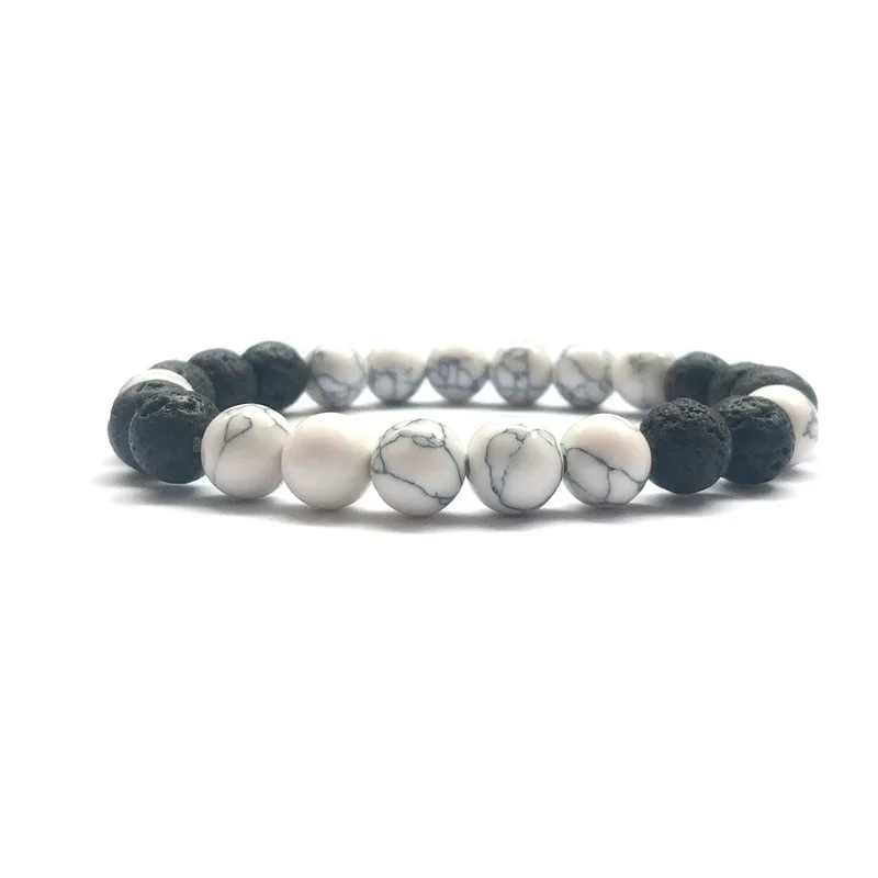 Браслет с бусинами Howlite и черного камня ювелирное изделие сделай сам из