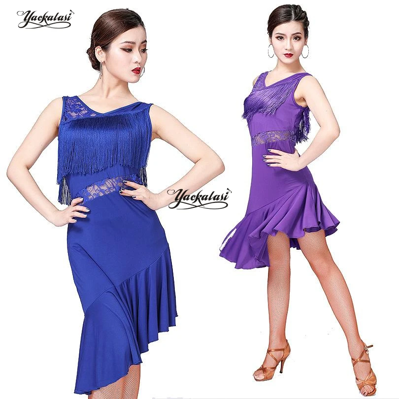 

Dance Dress For Girls Women Vestidos Fringe Tassel Latin Dress Ballroom Dance Wear Sequined Latin Costume