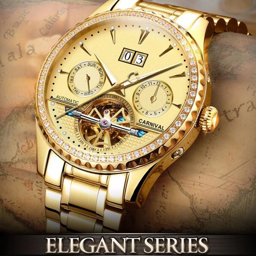 2017 карнавал моды полностью автоматические механические часы вырез мужские