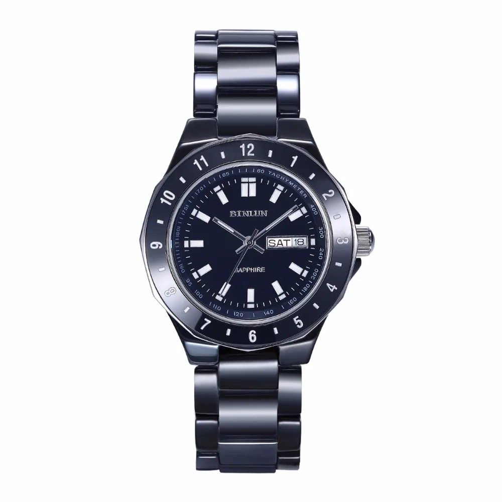 BINLUN модные керамические парные кварцевые часы классический циферблат