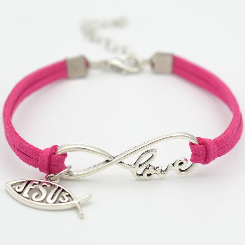 

Hot Cheap Fashion Infinity Love Jesus Bracelets For Women Gift Bangles Men Jewelry Trendy Rope Chain