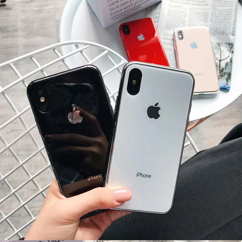 Чехол из закаленного стекла для IPhone X, 6s, 7, 8 Plus, мягкая рамка, жесткая задняя крышка, защитный зеркальный чехол для телефона, противоударный чехол