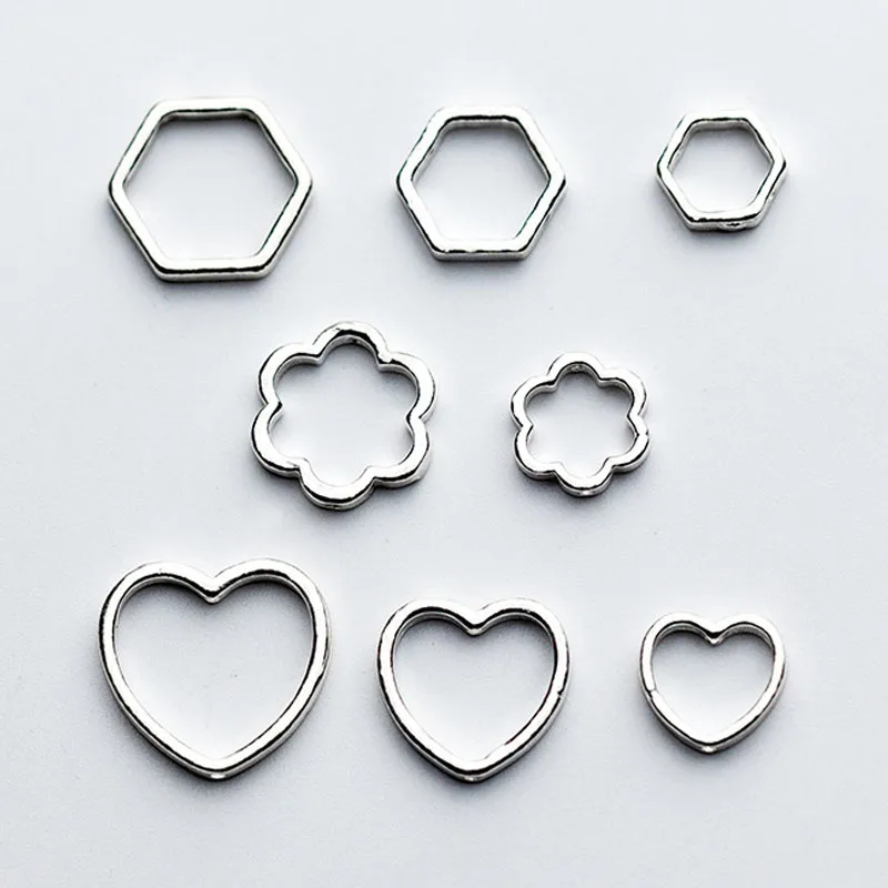 

100% 925 Sterling Silver Geometry Beads Spacer 6mm 8mm 10mm Fashion Encircle Bead Charms DIY Bracelets Jewelry Making Findings