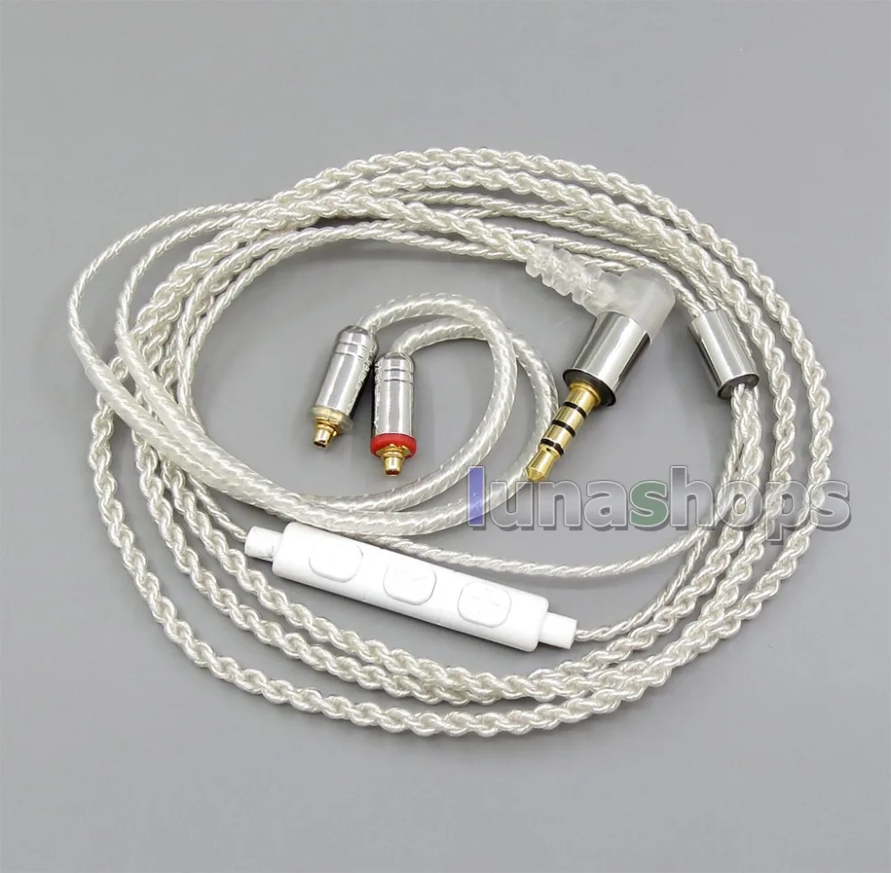 

LN005897 1.2m GY-Seiris 5N OCC Silver Mic Remote Volume PVC Cable For MMCX Shure se846 se535 se425 se315 se215