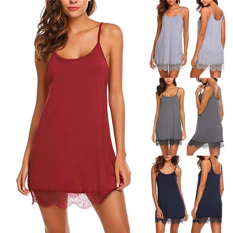Женская пикантная Кружевная комбинация ночное белье без рукавов с лямкой на шее