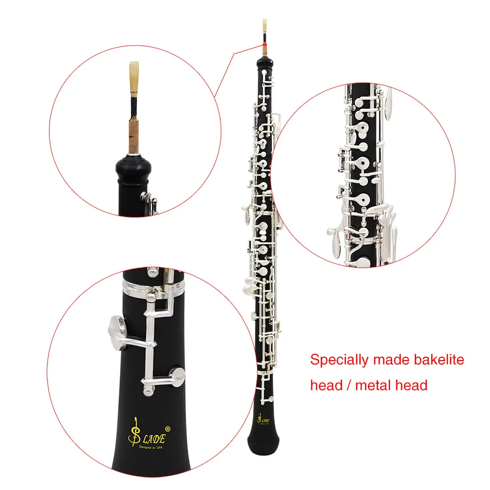 Профессиональный Oboe C Ключ Мельхиор покрытый серебром с тростниковые перчатки
