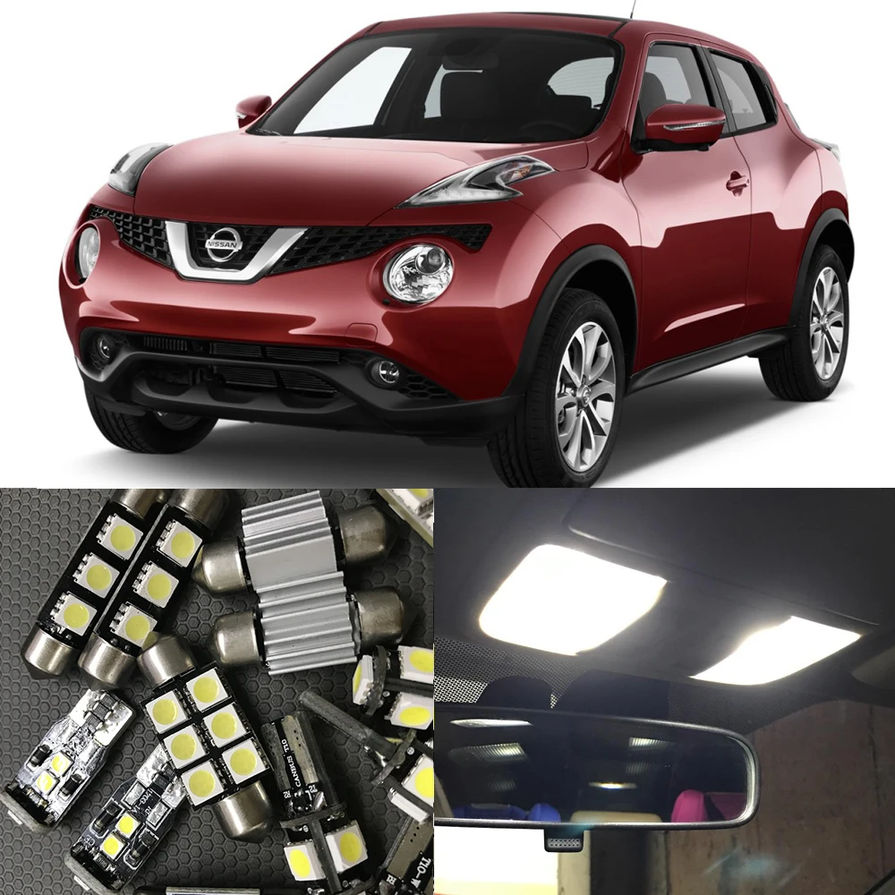 8 шт. белые Автомобильные светодиодные лампочки для салона Nissan Juke 2011 2012 2013 12 В