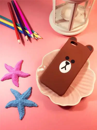 2D Brown Bear Для iPhone 6 6s 4," популярный 3D милый мультяшный Мягкий силиконовый чехол для телефона задняя крышка милый Единорог противоударный новейший чехол с животными - Цвет: 2D Brown Bear