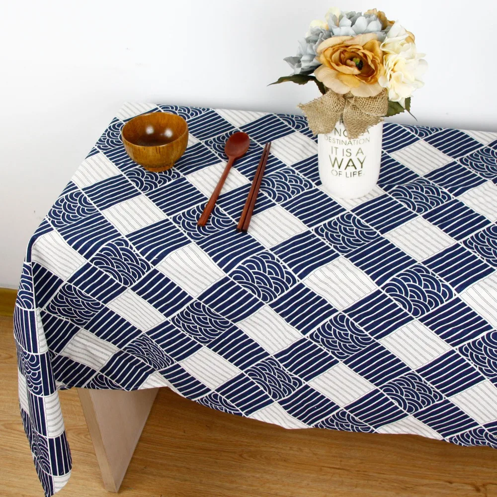 Винтажная скатерть для ужина высокого качества с японским принтом льняная ткань