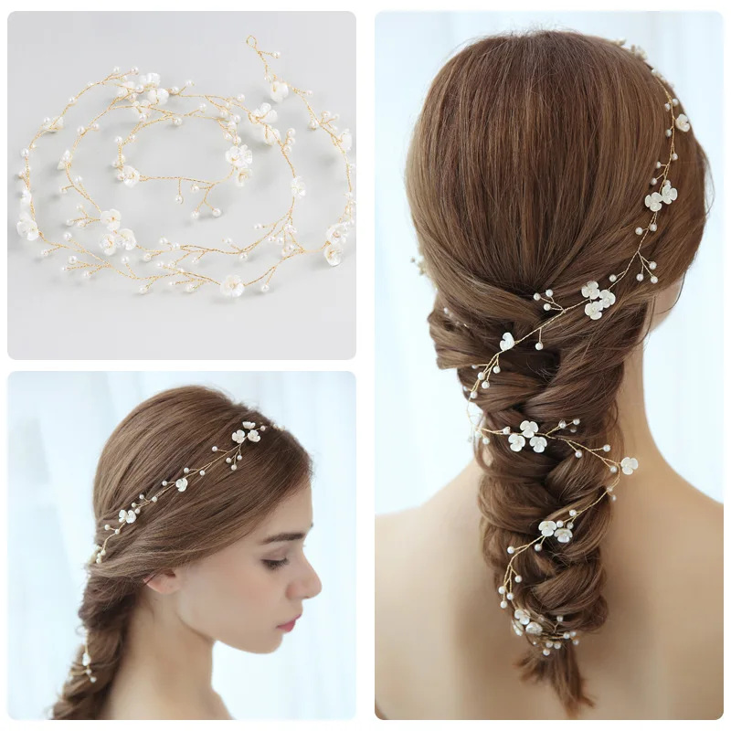 

SLBRIDAL Handmade Gold Crystal Rhinestones Flower Wedding Hair accessories Hairband Bridal Headband Bridesmaids Jewelry Women