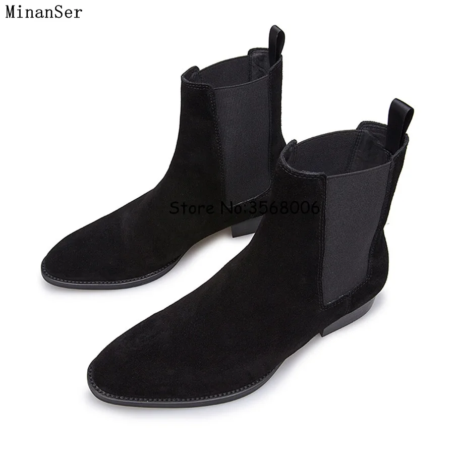 Slip-on Men Suede Ankle Boors British Style Man Spring Autumn Chelsea Boots Rome Male Fashion Shoes High Quality | Обувь