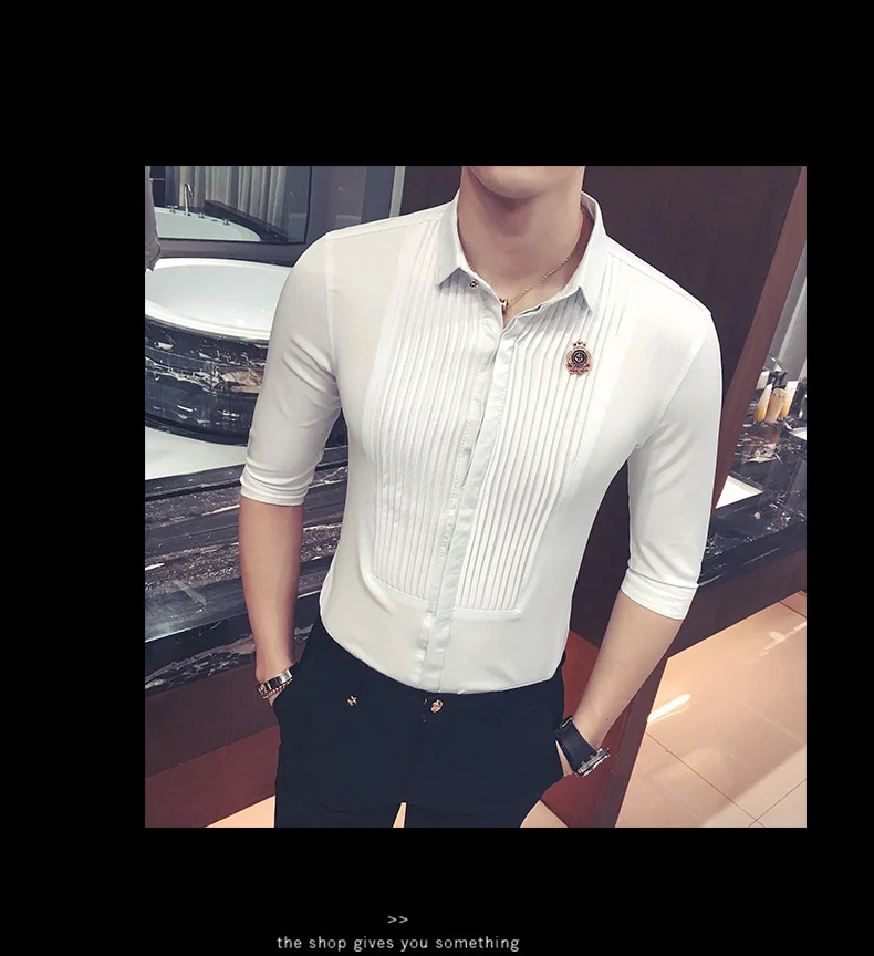 Мужские рубашки с коротким рукавом, летняя мода, Camisa Social Masculina, облегающая Мужская рубашка, цвет красного вина, белый, черный