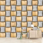 Vision тканые квадратные серые и желтые переплетенные Пользовательские Современные обои новые абстрактные геометрические фигуры Настенные обои