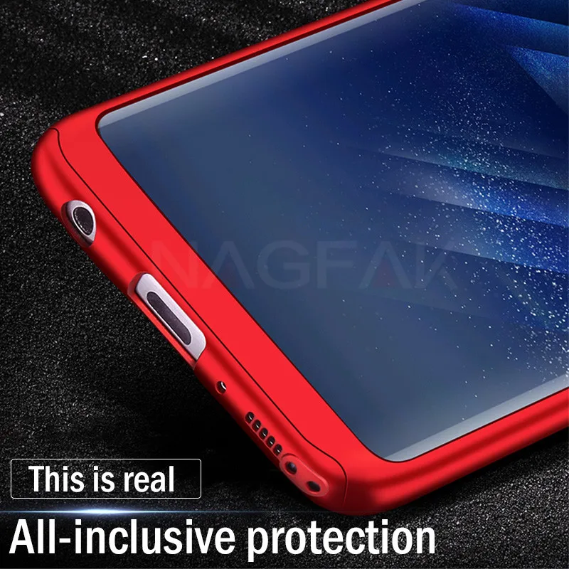 NAGFAK 360 Full Cover Phone Case For Samsung Galaxy S9 S8 Plus Note 9 8 PC Protective S7 Edge With Glass |