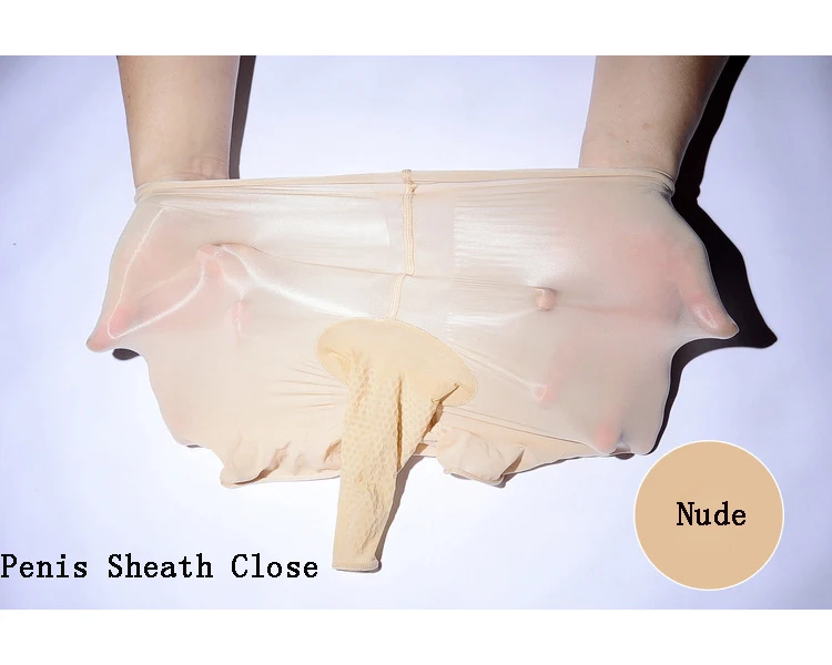 nude close sheath Мужские высокие эластичные чулки для пениса с открытым/закрытым/мешочком, массажное нижнее белье в горошек, сексуальные трусы-боксеры - Цвет: nude close sheath