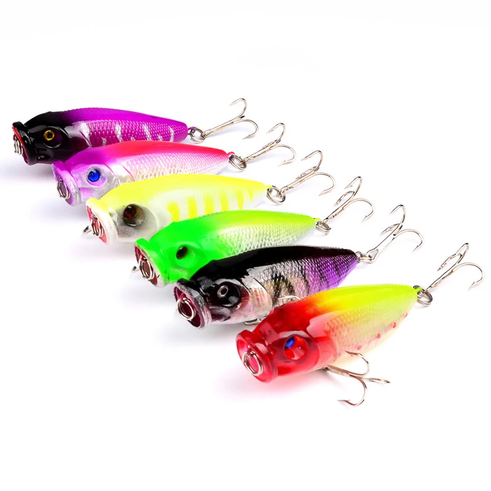 

6PCS Popper VIB Minnow Fishing Crankbait Fish Bass lure hook baits 6.5m/9g