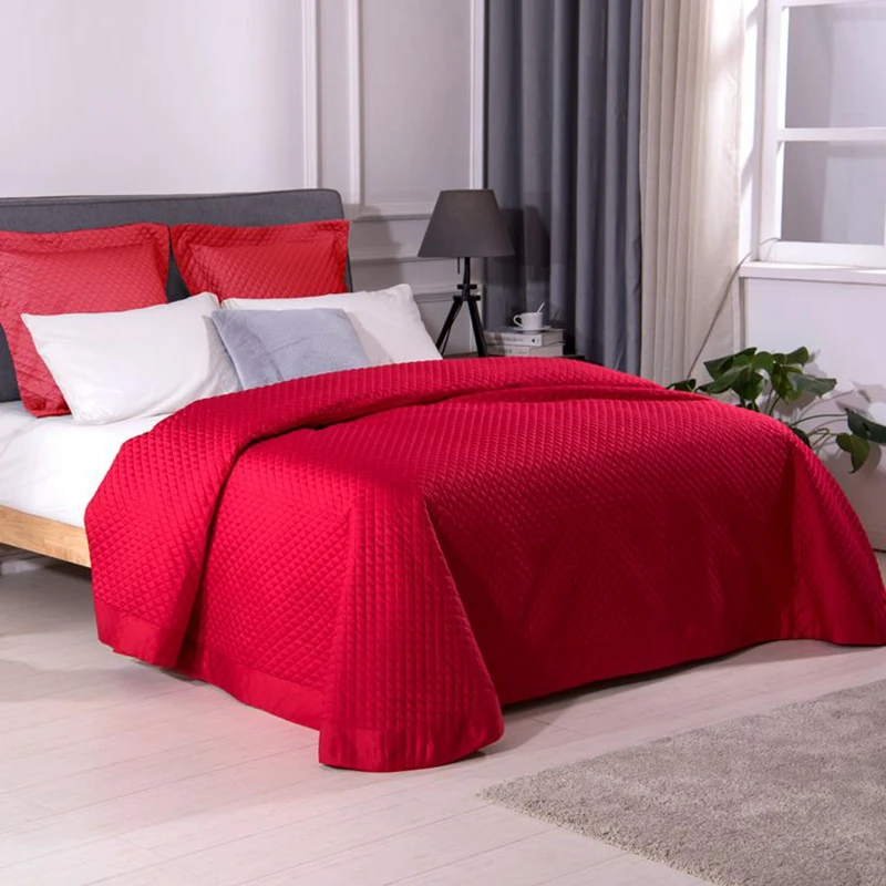 安い 高品質快適なエジプト綿赤グレーピンクベージュ厚い毛布ベッドカバーベッドカバーベッドシートサイズカスタマイズすることができ