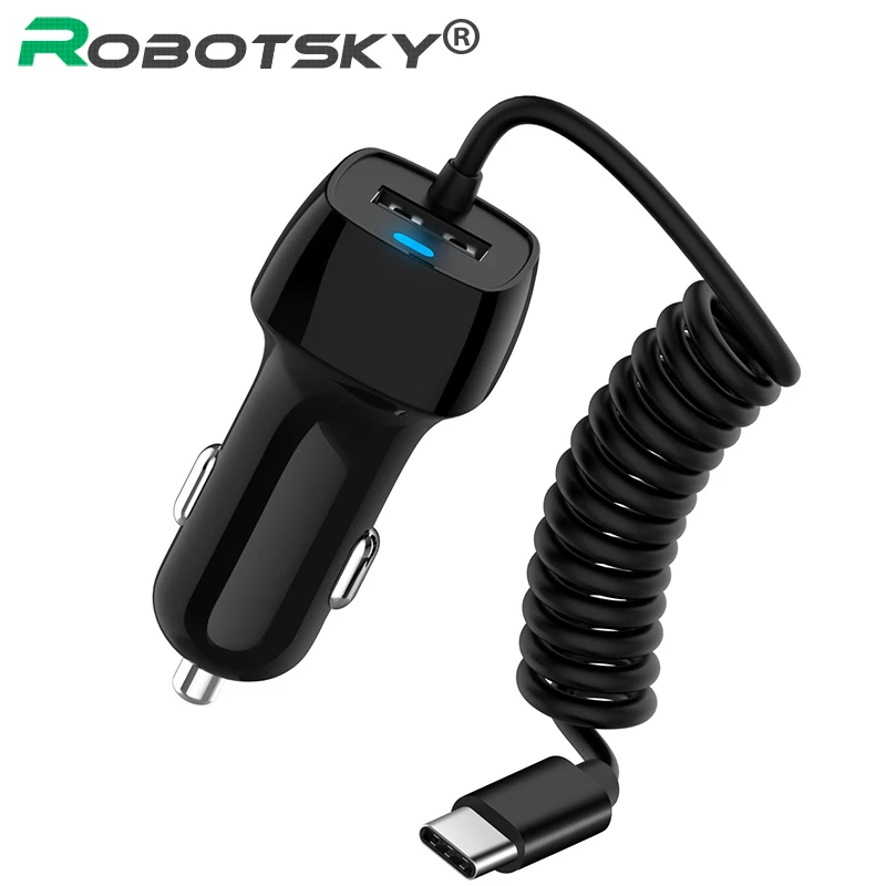 Robotsky автомобильное usb-устройство для зарядки телефона автомобильное зарядное устройство Micro usb type C кабель Быстрая зарядка с светодиодный для samsung S9 S8 Plus Xiaomi huawei