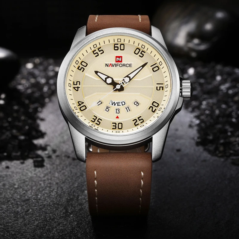 NAVIFORCE Top Brand Luxury Military Quartz Watch Men Casual Waterproof Leather Sport Wristwatch Mens Watches Relogio Masculino | Наручные