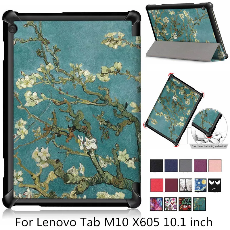 

For Lenovo Tab M10 TB-X605F Case Nice Print Tri-Fold Magnetic Cover Tab M10 M 10 X605 X605f Tablet Protective Shell Skin fundas
