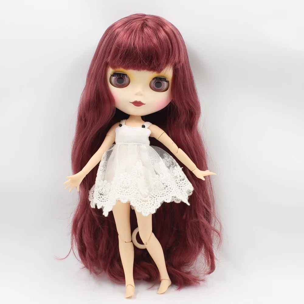 Ледяная кукла DBS Blyth 1/6 bjd темно красные волосы матовое лицо совместное тело