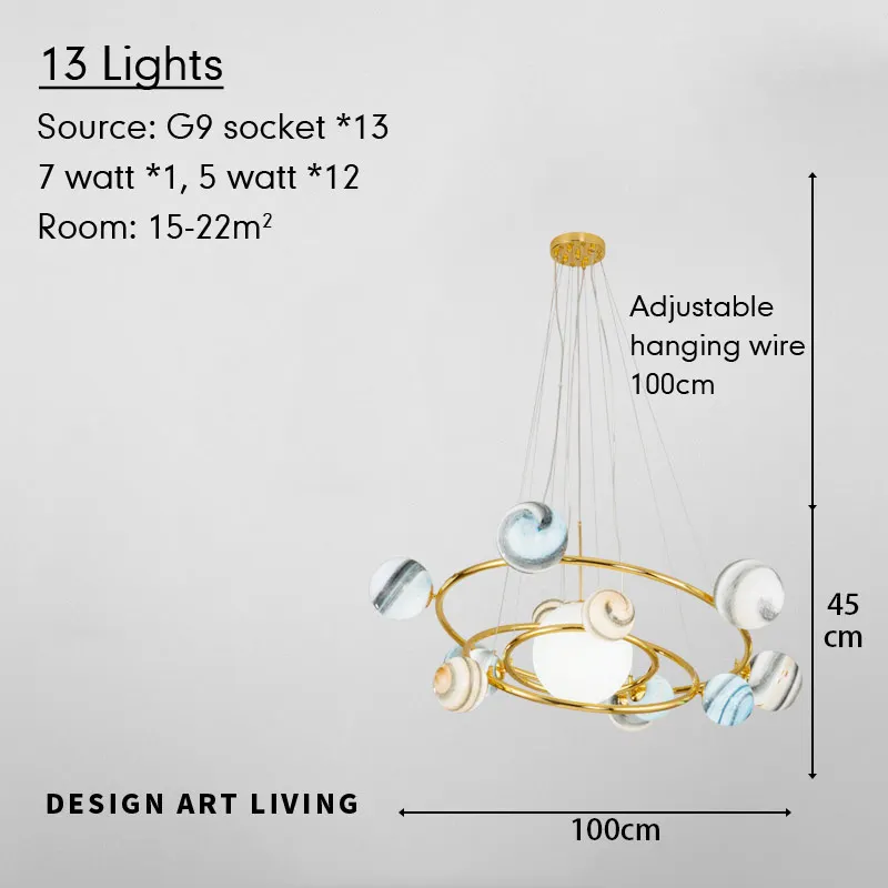 13 Lights Hang Wire Светодиодный стеклянный шар подвесной светильник для детской комнаты, гостиной, современные креативные подвесные лампы в стиле планеты - Цвет корпуса: 13 Lights Hang Wire