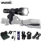 Мощный светодиодный фонарик, 400 ярдов, зеленый, красный, белый, T6L2V6, фонарик для кемпинга, велосипеда, 18650, зарядное устройство USB, крепление для прицела, переключатель, чехол