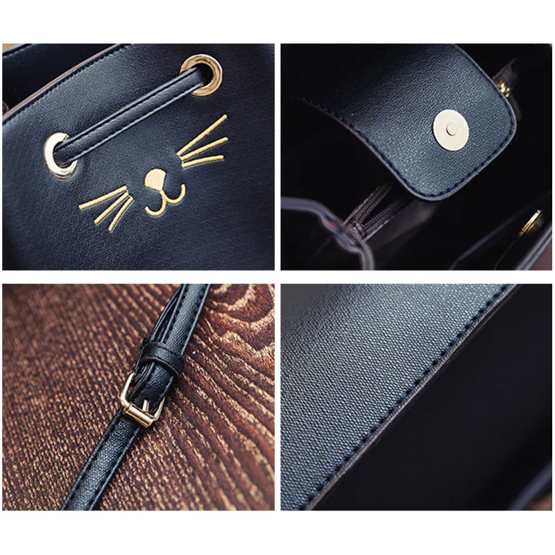 Модная Корейская женская сумка из искусственной кожи с милым котом сумки через