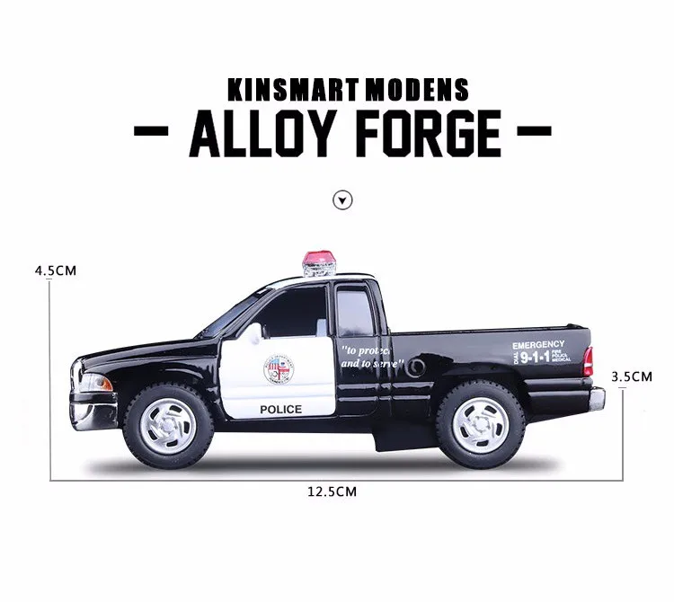 Высокая имитация KiNSMART 1:44 DODGE ram 1500 полицейский сплав Изысканная модель автомобиля для детей лучшие подарки коллекция игрушек