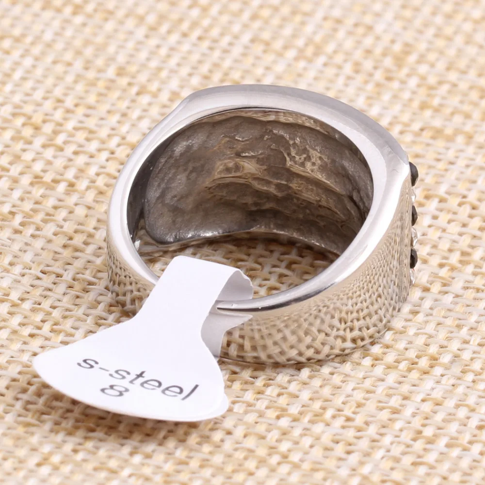 Простой дизайн белые и черные кольца в горошек для женщин нержавеющая сталь