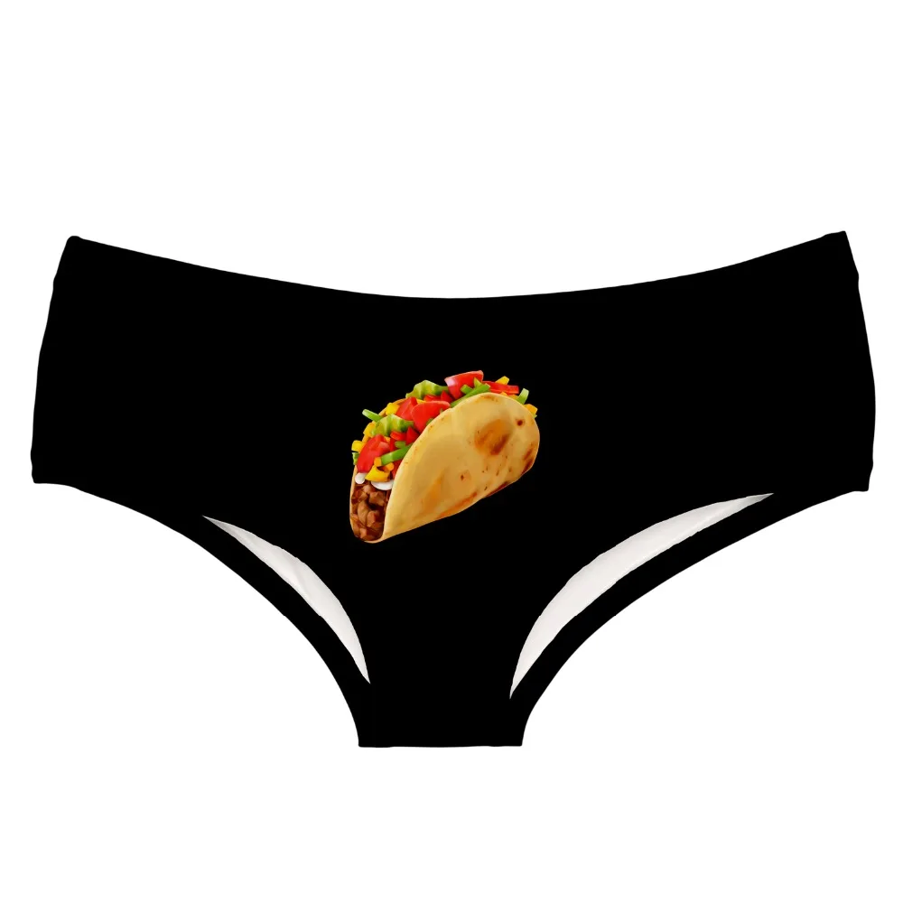 Женские трусики с забавным принтом LEIMOLIS TACO черные милые трусики-стринги пуш-ап