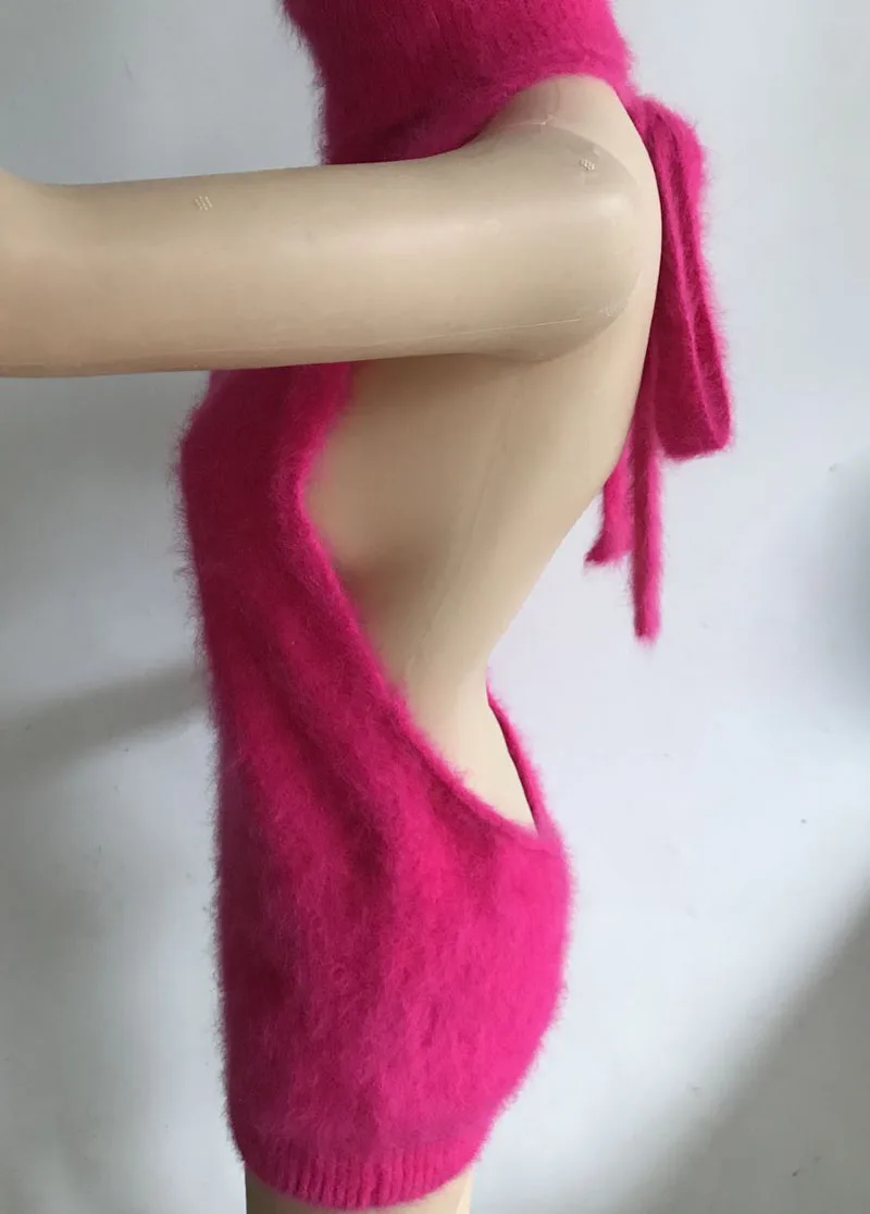 LOVELYDONKEY натуральный норковый кашемировый свитер женский жилет с открытой спиной