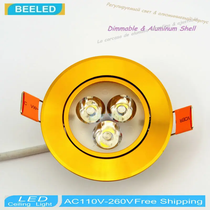 6 шт./лот 3 Вт Светодиодная лампа утопленная с регулируемой яркостью бесплатная