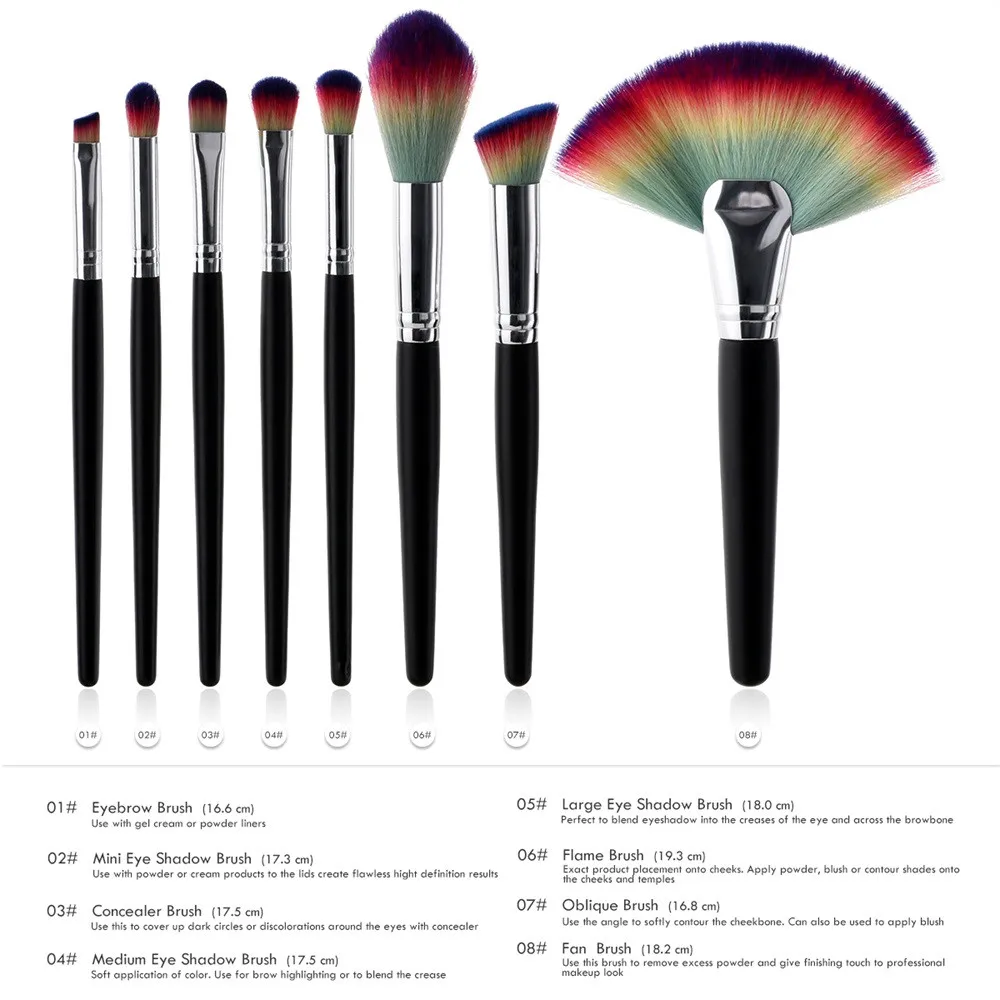 GUJHUI 8Pcs Black Wooden Handle Makeup Brushes Set Professional Advanced Beauty Cosmetic Foundation Brush Make Up | Красота и