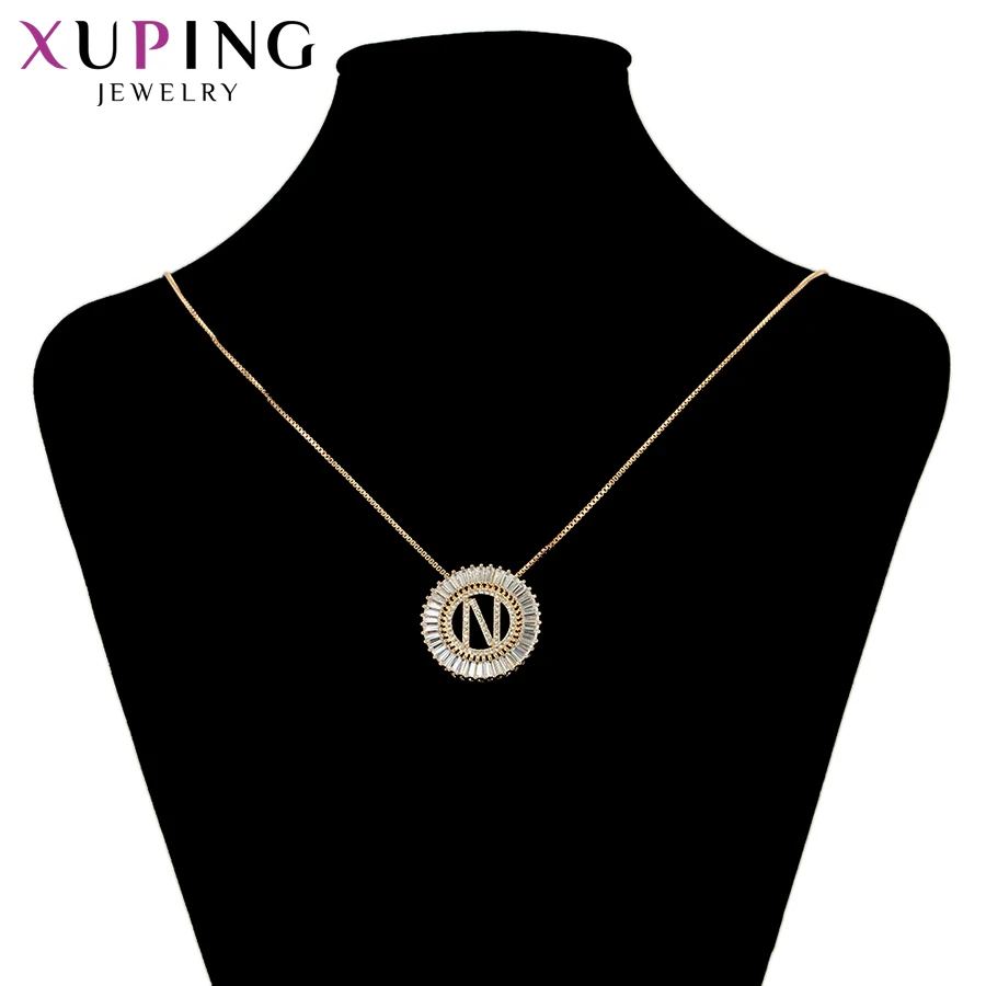 Xuping ювелирное изделие, модное ожерелье с подвеской, буква "N", уникальный дизайн, позолоченное покрытие, для женщин, подарки, S122.5-34437