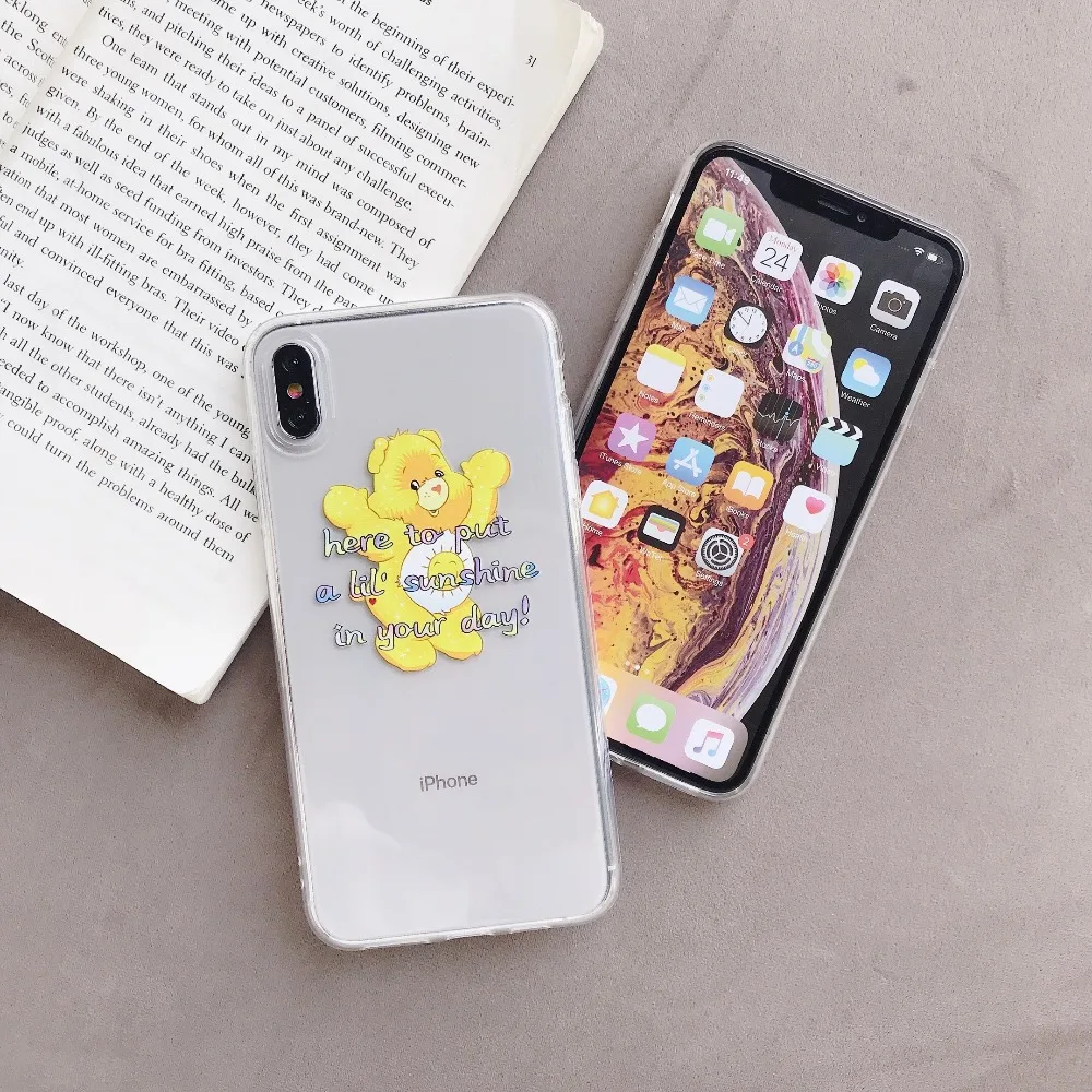 Милый мультфильм медведь телефон мягкий прозрачный чехол для iPhone 6 6s плюс X XR Xs Max 7