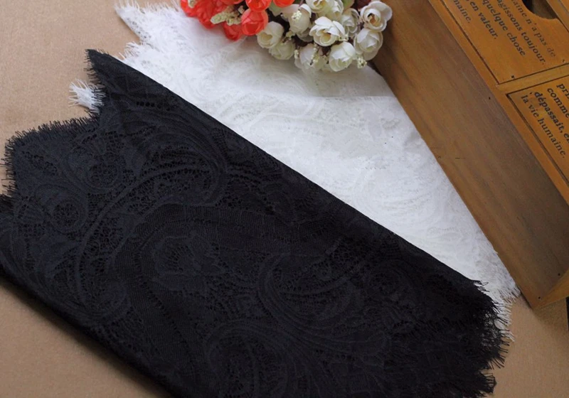 3 м/лот высококачественные ресницы кружевная отделка цветы черно-белая ткань