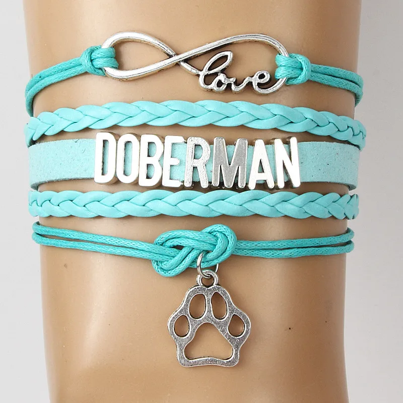 (10 шт./лот) браслет Infinity Love DOBERMAN Paw с подвеской в виде щенка ювелирное изделие