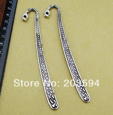 

Wholesale 10Pcs /Lots Antique Silver Bookmark Metal Bookmark with loop 86mm