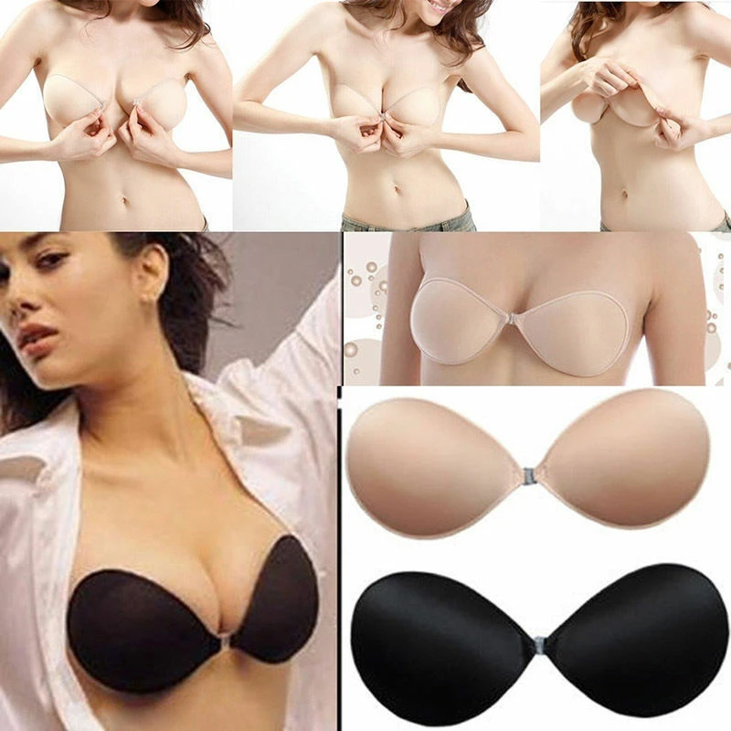 

Push Up Bra Invisible Strapless Bra Backless Self-Adhesive Sticky Bra For Women Seamless Wings Stick On Bra Solid Black&Skinny