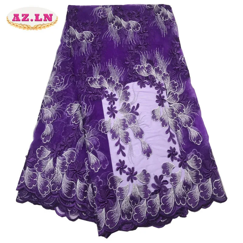 

African Dresses For Women Nigeriane, African Textiles Lace Purple, Sequins Velvet Net Lace Fabric 4Y48