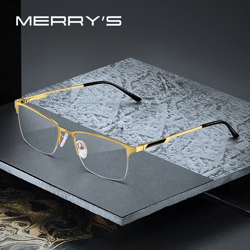 

MERRY'S Men Titanium Ultralight Alloy Glasses Frame Male Square Eye Myopia Prescription Eyeglasses Half S2125