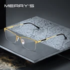 MERRYS, дизайнерские мужские очки из титанового сплава , оправа, Мужские квадратные ультралегкие очки для близорукости, очки по рецепту, мужские, половина S2125