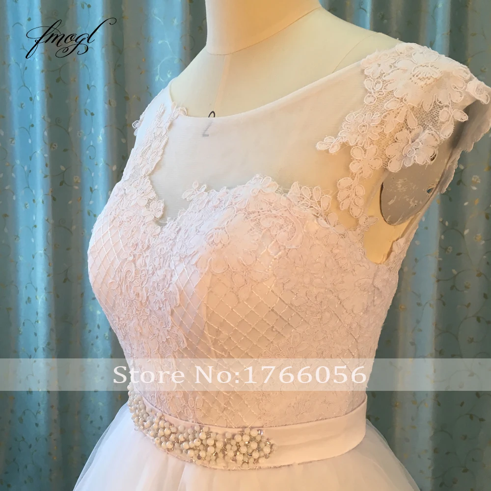 Fmogl Vestido De Noiva кружевное свадебное платье принцессы 2019 без спинки Аппликация