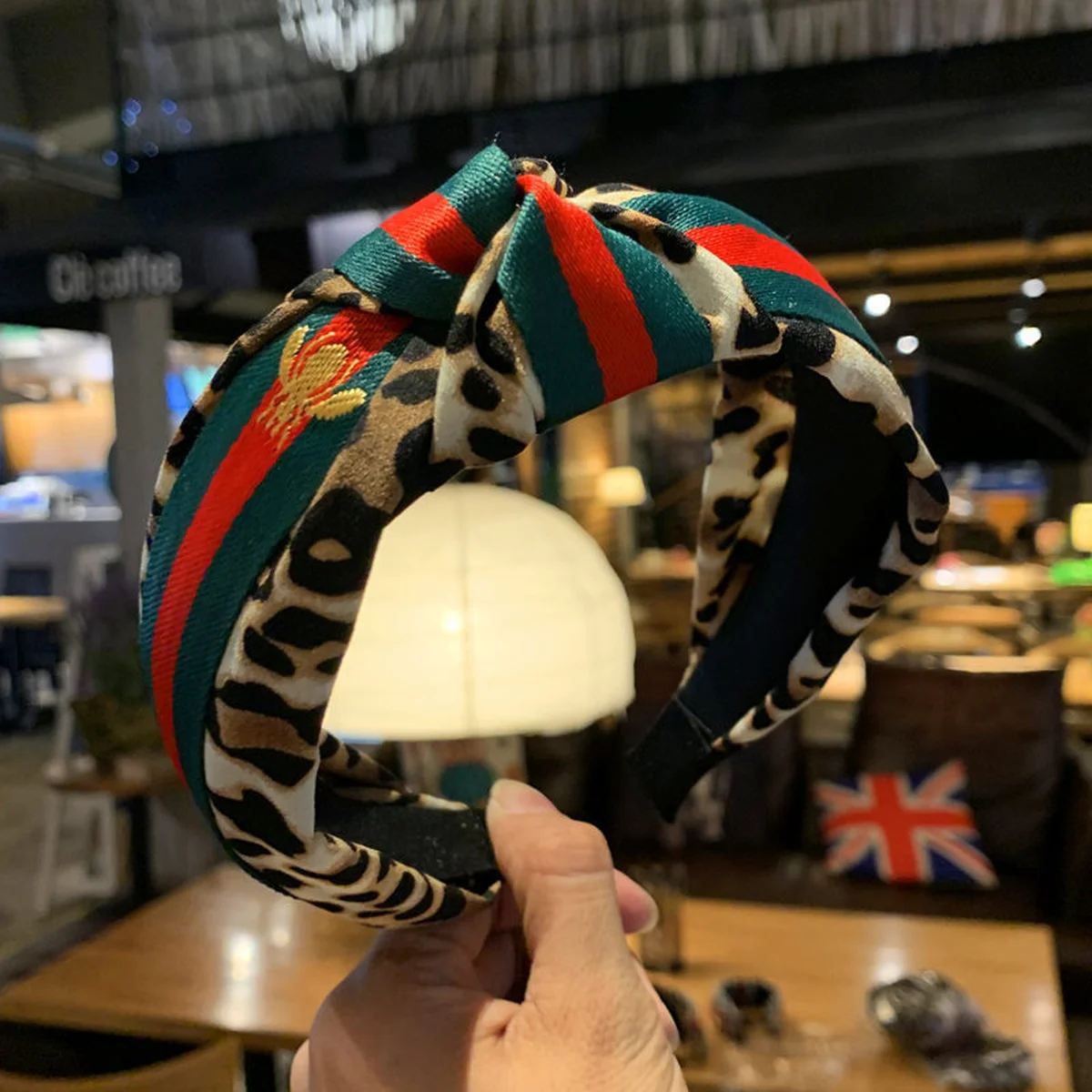 Леопардовая повязка Милая пчела вязаная на голову для женщин Мода INS корейские