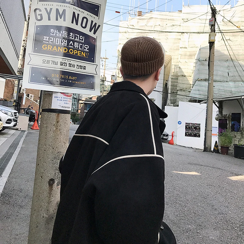 2018 Корейская осенне зимняя мужская модная замшевая ткань с отворотом утолщенная