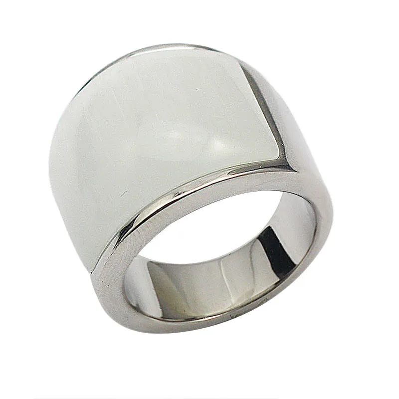 Hot Fashion Opal Retro Ring for Women White Stone with Stainless Steel Finger Rings Jewelry Charm Christmas Gift