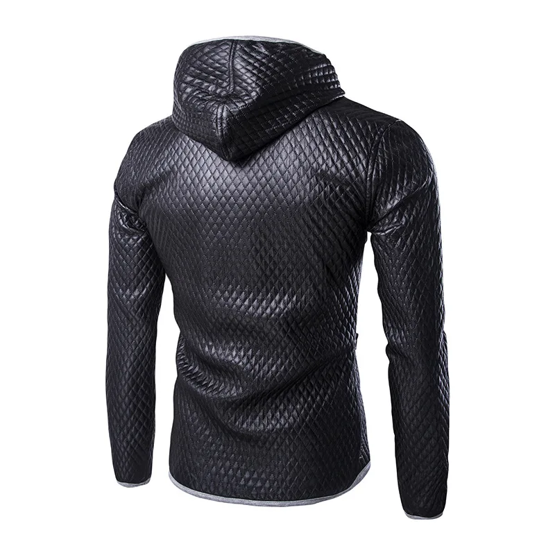 Мужская стеганая куртка в Корейском стиле осенне зимняя облегающая с капюшоном контрастного цвета модная